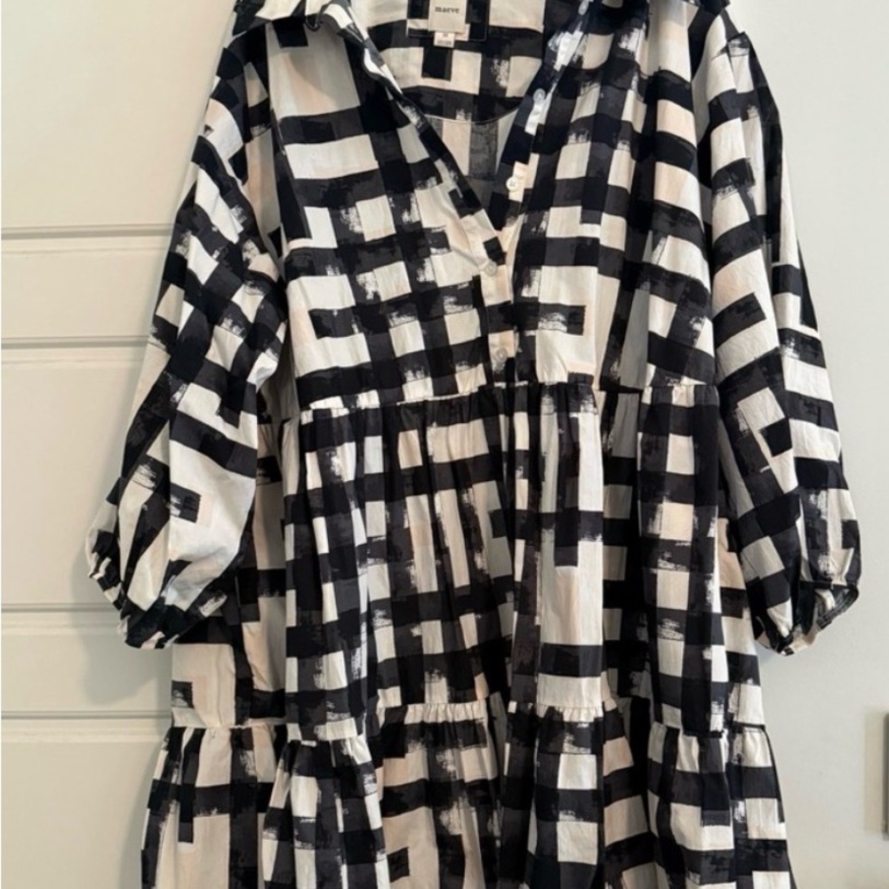 Anthropologie Black and White Checkered Dress